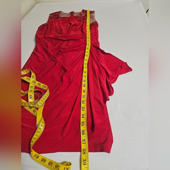 Stenay- Women's Size 10,Red Ruched Asymmetrical Halter Cocktail Dress - Picture 8 of 10